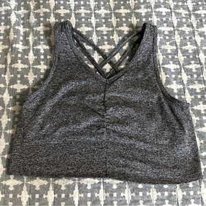 Athleta Girl Crop Top with Ruched Front and Cross back detail Sz L EUC